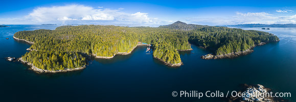 Hurst Island and Gods Pocket Provincial Park, aerial photo, Vancouver Island, British Columbia, Canada