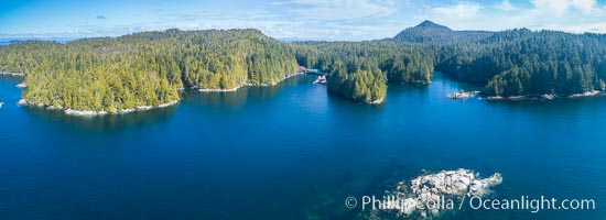Hurst Island and Gods Pocket Provincial Park, aerial photo, Vancouver Island, British Columbia, Canada