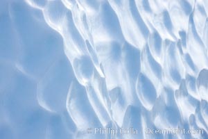 Iceberg with scalloped erosion.  The eroded indentations on this iceberg were melted when this portion of the iceberg was underwater.  As it melted, the iceberg grew topheavy, eventually flipping and exposing this interesting surface, Paulet Island