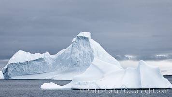 Icebergs in Paradise Bay, sculpted by water and time, Antarctica