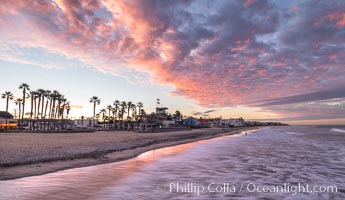 Imperial Beach at Dawn, surf breaking on the coast