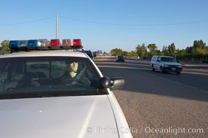 Inflatable cop.  Kanab's Finest, hard at work.  A Kanab police officer actively enforcing the speed limit in the town of Kanab, Utah