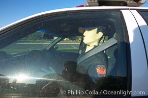 Inflatable cop.  Kanab's Finest, hard at work.  A Kanab police officer actively enforcing the speed limit in the town of Kanab, Utah