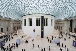 British Museum central foyer and ceiling, London, United Kingdom