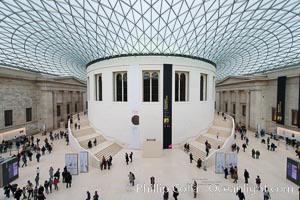 British Museum central foyer and ceiling, London, United Kingdom