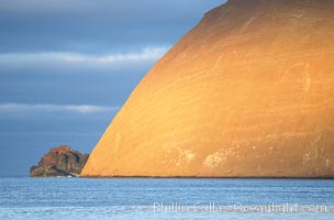 Isla Adentro (right) and Church Rock (partially obscured), sunrise, Guadalupe Island (Isla Guadalupe)