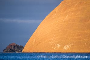 Isla Adentro (right) and Church Rock (partially obscured), sunrise, Guadalupe Island (Isla Guadalupe)