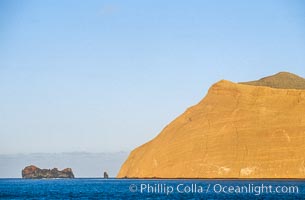 Isla Adentro (right) and Church Rock (partially obscured), sunrise, Guadalupe Island (Isla Guadalupe)