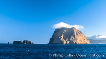 Isla Adentro (right) and Church Rock (partially obscured), sunrise, Guadalupe Island (Isla Guadalupe)