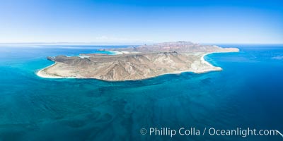 Isla Espiritu Santo, aerial photo, viewed from San Lorenzo Channel