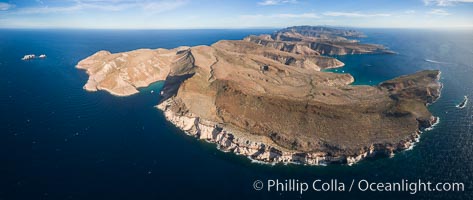 Isla Partida Aerial Photo, Playa Embudo and Los Islotes (left), Ensenada Grande (right), Sea of Cortez