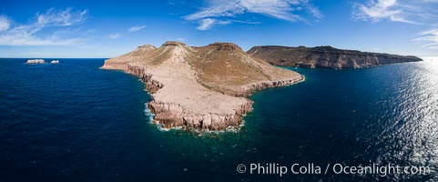 Isla Partida and Punta Maru near El Embudo, Los Islotes at left, Sea of Cortez, Aerial Photo