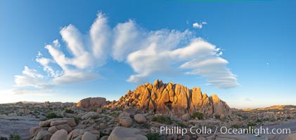 Sunset and boulders, Joshua Tree National Park.  Sunset lights the giant boulders and rock formations near Jumbo Rocks in Joshua Tree N.P