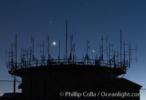 Jupiter (right), Venus (left) and stars at Night over Mount Laguna FAA Radar Site