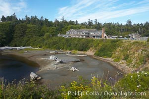 Kalaloch Lodge sits atop bluffs overlooking the Kalaloch River and Pacific Ocean, Olympic National Park, Washington