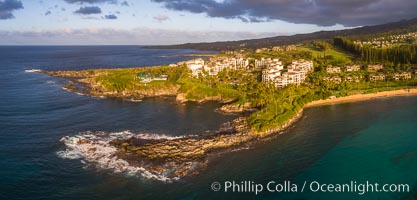 Kapalua Maui with Hawea Point and Namalu Bay, Sunset, West Maui, aerial photo