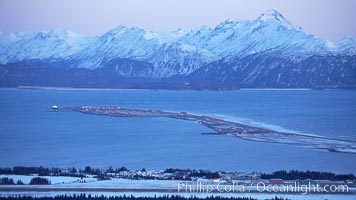 Kenai Mountains at sunset, viewed across Kachemak Bay, Homer, Alaska