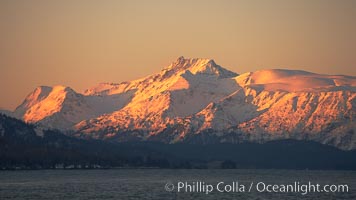 Kenai Mountains at sunset, viewed across Kachemak Bay, Homer, Alaska