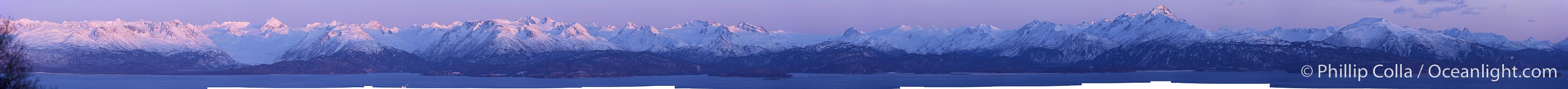 Kenai Mountains at sunset, viewed across Kachemak Bay, Homer, Alaska