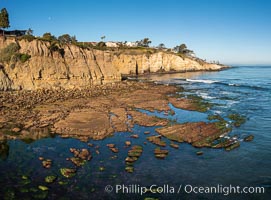 La Jolla Bay submarine reef system on extreme low King Tide, south of La Jolla Shores, aerial panoramic photo