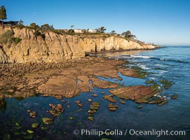 La Jolla Bay submarine reef system on extreme low King Tide, south of La Jolla Shores, aerial panoramic photo