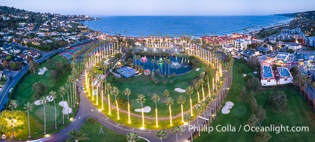 La Jolla Beach and Tennis Club with Holiday Lights, La Jolla Shores beach in the beackground