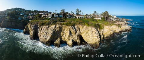 La Jolla Caves and the Coast Walk in La Jolla, aerial photograph