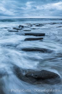 La Jolla reef and clouds, surf, early morning