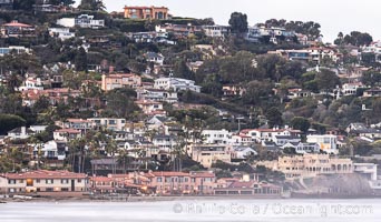 La Jolla Shores, Beach and Tennis Club, Mount Soledad homes, pre-dawn with blurry waves