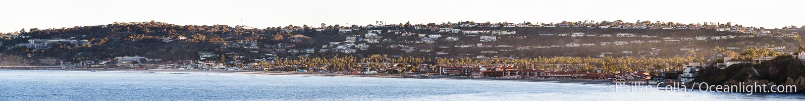 La Jolla Shores, viewed from Point La Jolla, panorama, morning