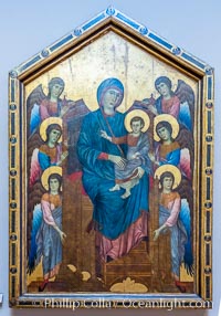 La Vierge et l'Enfant en majeste entoures de six anges (Maeste), Vers 1280, Cenni di Pepe, dit CIMABUE (Connu e Rome, Pise, Assise et Florence de 1272 - 1302), Musee du Louvre, Paris