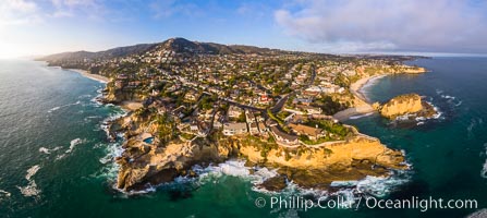 Laguna Beach Coastline including Views South to Three Arch Bay, Aerial Photo