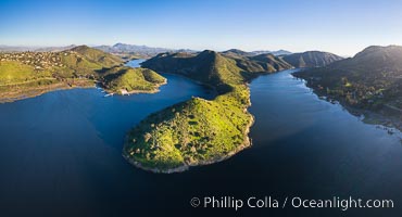 Lake Hodges reservoir, aerial panoramic photo, San Diego, Escondido, California