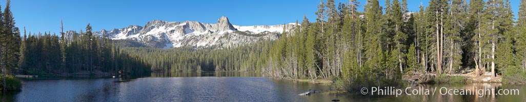 Panorama of Lake Mamie in the Mammoth Lakes basin, early morning