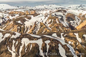 Landmannalaugar highlands region of Iceland, aerial view.