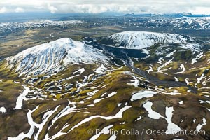 Landmannalaugar highlands region of Iceland, aerial view