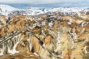 Landmannalaugar highlands region of Iceland, aerial view