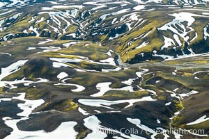 Landmannalaugar highlands region of Iceland, aerial view.