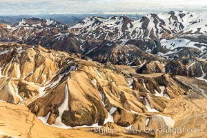 Landmannalaugar highlands region of Iceland, aerial view., natural history stock photograph, photo id 35741