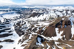 Landmannalaugar highlands region of Iceland, aerial view