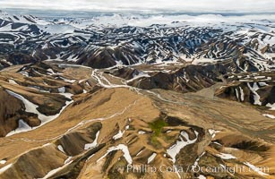 Landmannalaugar highlands region of Iceland, aerial view., natural history stock photograph, photo id 35765