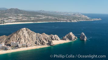 Aerial photograph of Land's End and the Arch, Cabo San Lucas, Mexico. Baja California, natural history stock photograph, photo id 28887