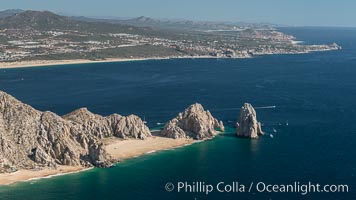 Aerial photograph of Land's End and the Arch, Cabo San Lucas, Mexico. Baja California, natural history stock photograph, photo id 28888