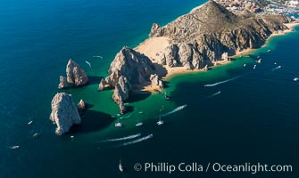 Aerial photograph of Land's End and the Arch, Cabo San Lucas, Mexico. Baja California, natural history stock photograph, photo id 28896