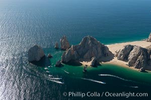 Aerial photograph of Land's End and the Arch, Cabo San Lucas, Mexico. Baja California, natural history stock photograph, photo id 28898