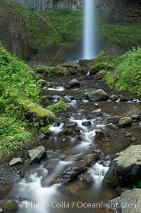 Cascades below Latourelle Falls, in Guy W. Talbot State Park, drops 249 feet through a lush forest near the Columbia River, Columbia River Gorge National Scenic Area, Oregon