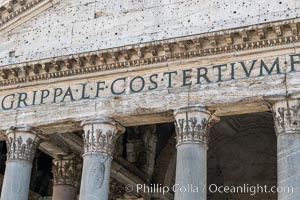 Lettering on the front of the Pantheon, Rome