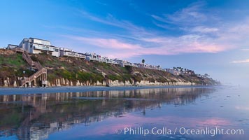 Leucadia beach and coastline, sunset.