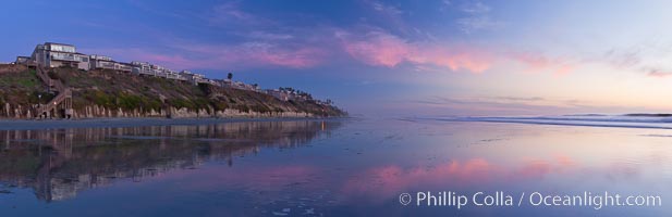 Leucadia beach and coastline, sunset, Encinitas, California