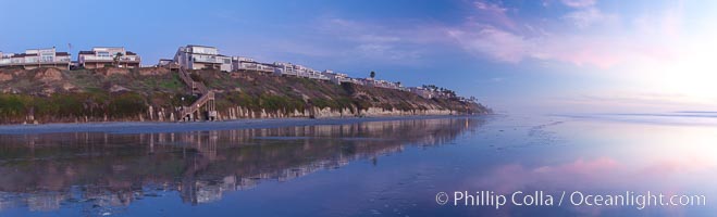 Leucadia beach and coastline, sunset, Encinitas, California